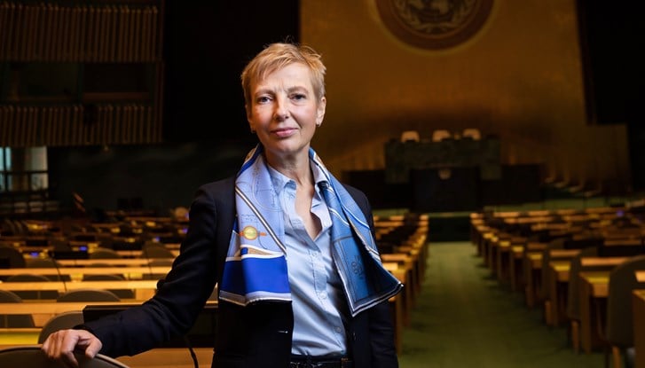 Porträttbild på ambassadör Anna Karin Enström i General Assembly Hall